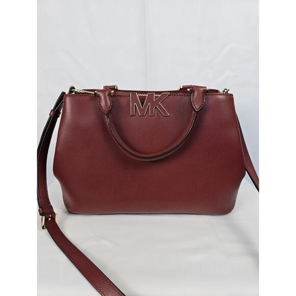 NWOT Michael Kors Burgundy Bordeaux Red Leather Medium Satchel Bag - Picture 1 of 8